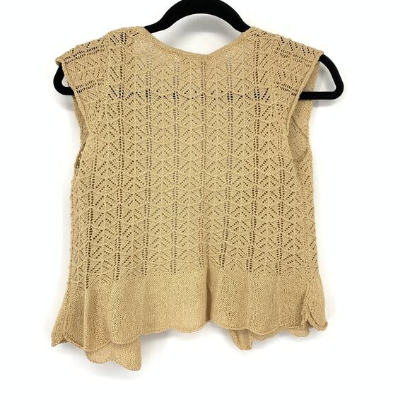 Kookai Sweater Vest Womens Size 1 US Small Tan Crochet Pointelle Knit Sleeveless - Picture 2 of 6